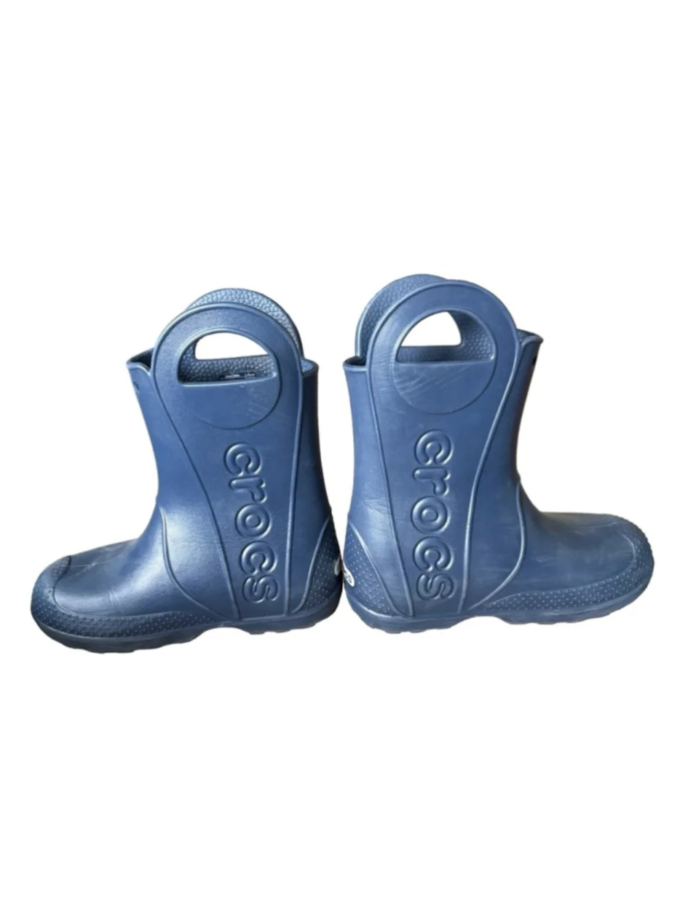 CROCS Kids Navy Blue Pull-On Rain Boots with Handles